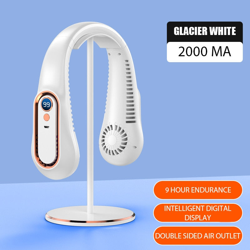Hanging Neck Fan Digital Display Power ventilador Bladeless Neckband Fan Portable Mini Air Cooler USB Rechargeable Electric Fans